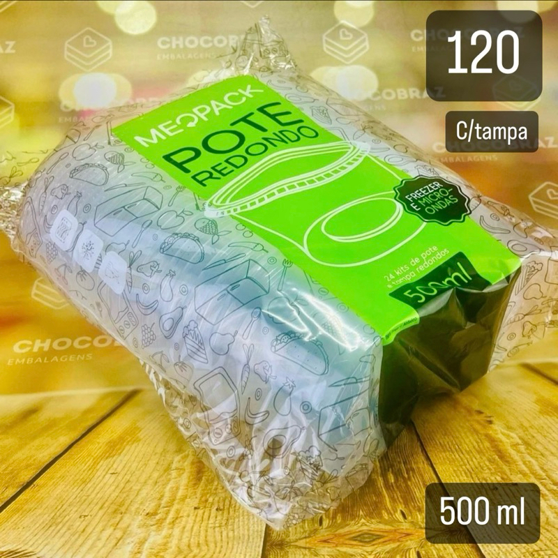 KIT 24~120 POTES REDONDOS PARA ALIMENTOS 500 ML FREEZER E MICROONDAS (MEOPACK) em Oferta na Shopee