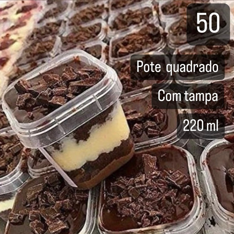 10~50 POTE QUADRADO BOLO NO POTE 220 ML COM TAMPA E LACRE em Oferta na Shopee