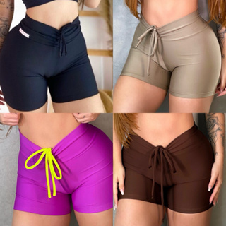 SHORT com cordinha gringa empina bumbum Academia treino feminino em Oferta na Shopee