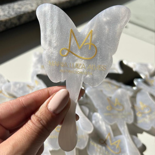 Espelho de bolsa KIT COM 10 mini borboleta personalizado acrílico cliente mimo em Oferta na Shopee