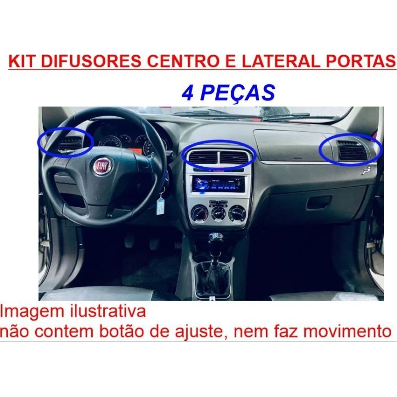 kit Grade fixa de difusores centro e lateral FIXO (Fiat Punto / Linea 08-12)