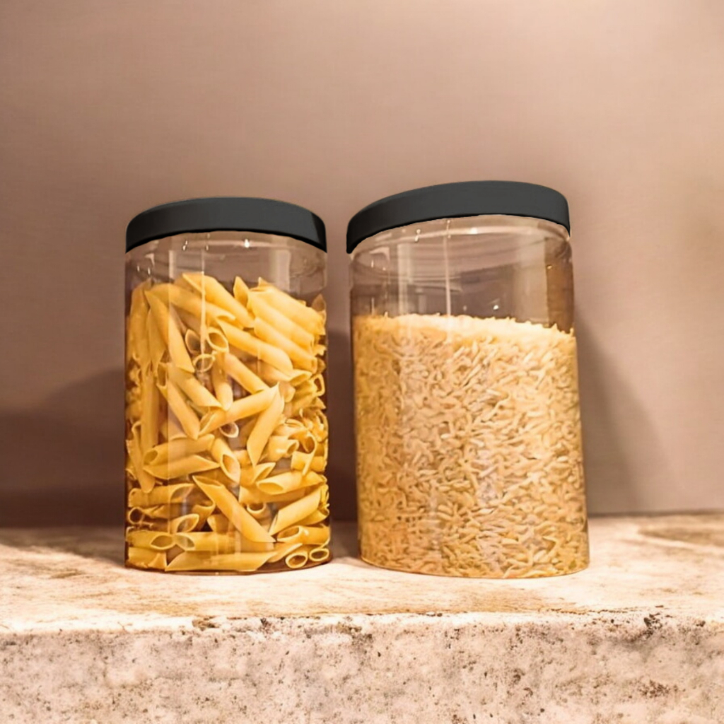 Kit 2 Pote 1500ml para Mantimentos Organizador Cozinha Plástico Transparente com Tampa Rosca Branca