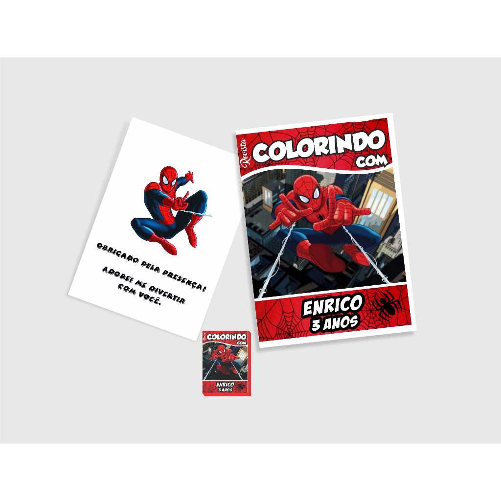 Mini Kit de colorir Personalizado - Livro de colorir + giz de cera - HOMEM ARANHA