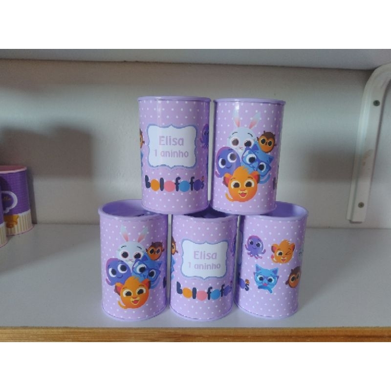 15 Lembrancinha Cofrinho Personalizado Bolofofo Lilás- Vários Temas
