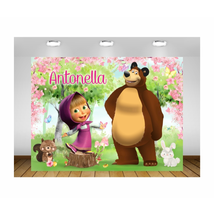 Painel de Festa Masha e o Urso Painel de Lona Masha e o Urso Painel de Festa Masha no Jardim Painel de Festa Masha Rosa