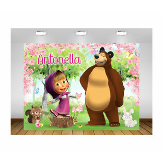 Painel de Festa Masha e o Urso Painel de Lona Masha e o Urso Painel de Festa Masha no Jardim Painel de Festa Masha Rosa