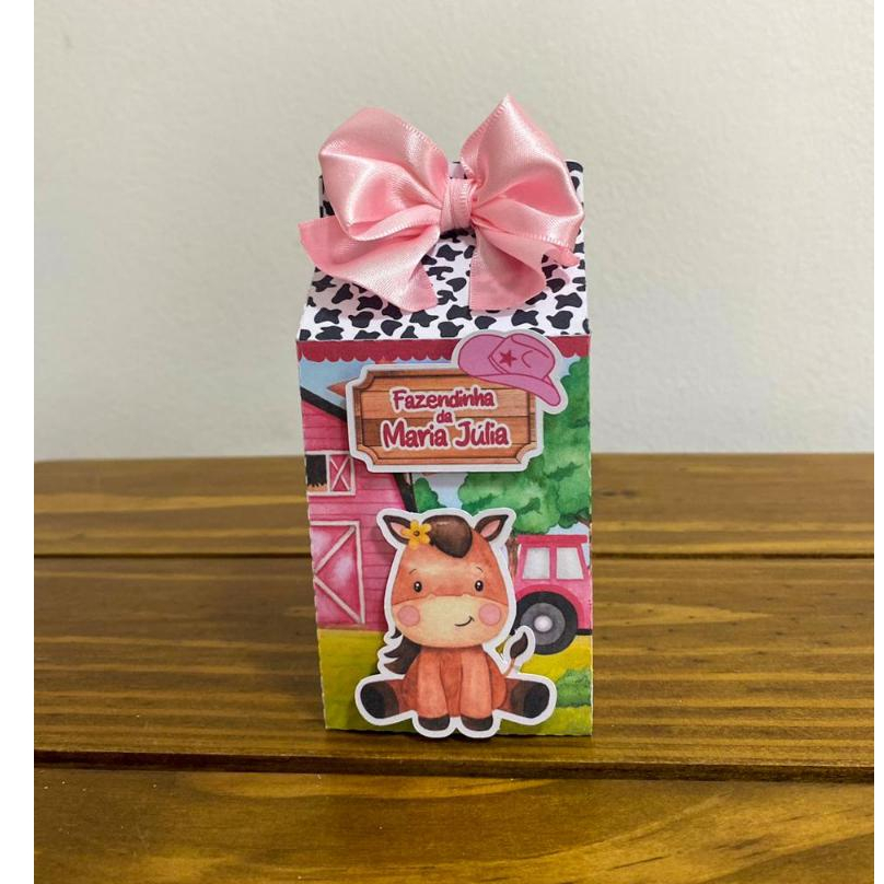 Caixa Milk FAZENDINHA ROSA – lembrancinhas personalizadas - caixinhas personalizadas - vários temas