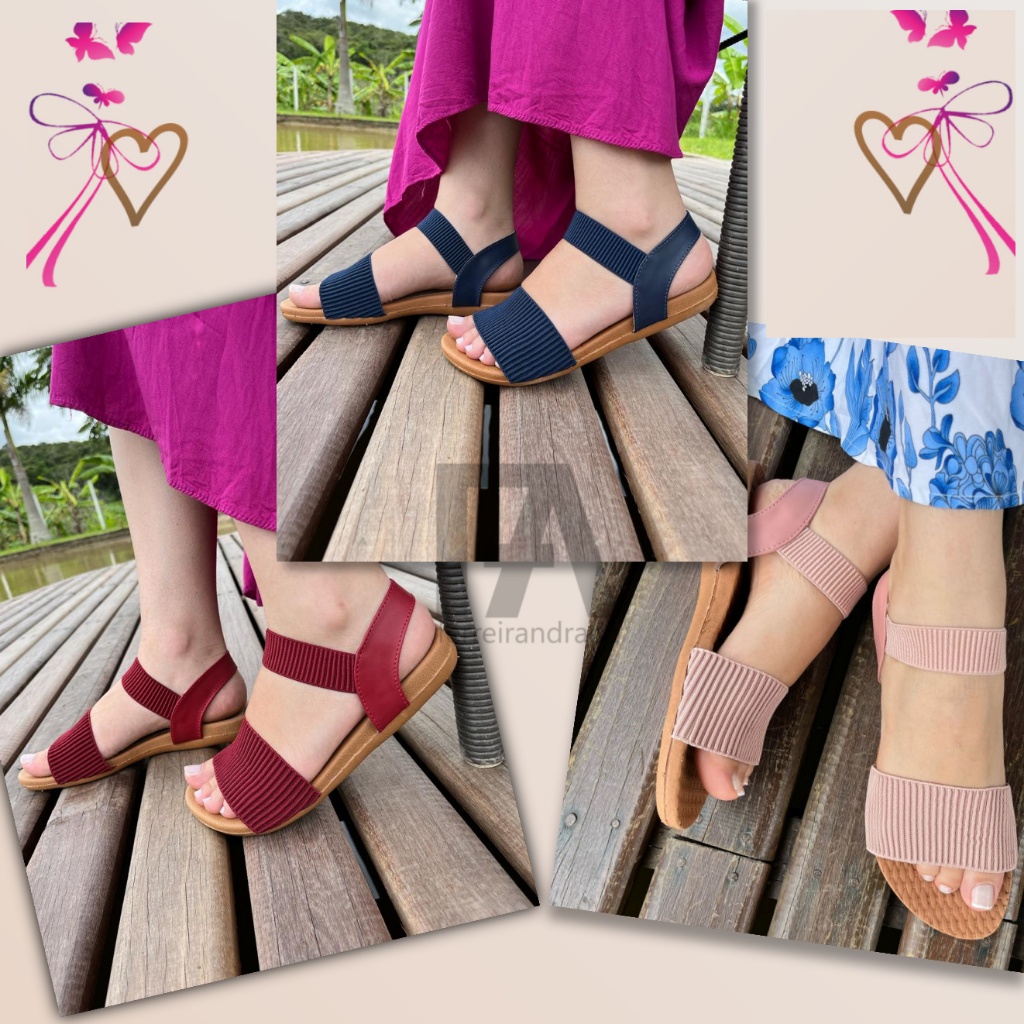 Sandália rasteirinha Ortopédica Leve Macia Elástico Promoção em Oferta na Shopee
