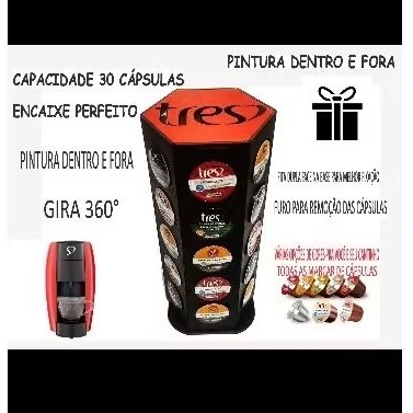 Porta cápsulas sextavado giratório novo puxador + mimo caixote porta sachê Três Corações/Nespresso/DOLCE Gusto