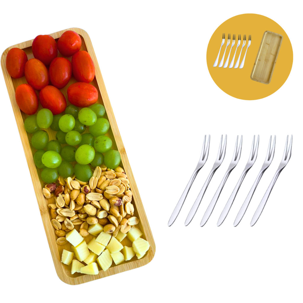 Travessa de Bambu Kit Petisqueira Retangular Bandeja de Bambu Tábua de Frios