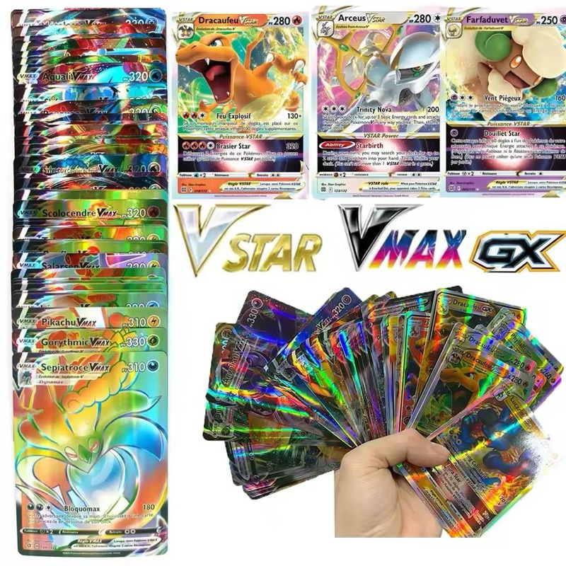 Kit de 200 Cartas Pokémon BRILHANTE Carta Pokémon VMAX/GX Português
