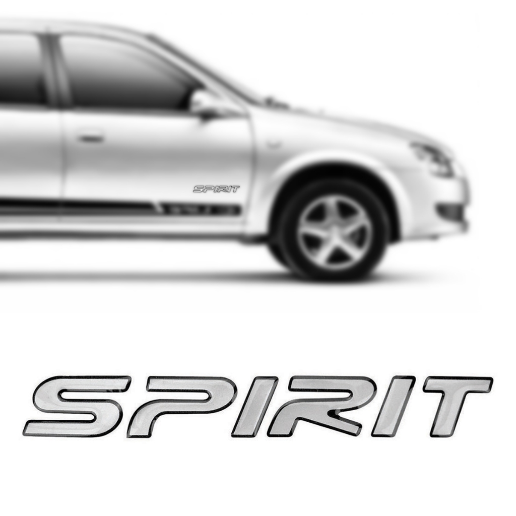 01 EMBLEMA ADESIVO SPIRIT CELTA 08/16 CORSA 08/09 PRATA ADESIVO RESINADO LATERAL