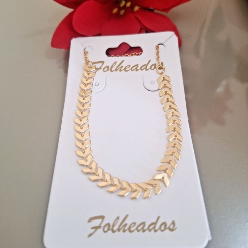 Chocker escama de peixe folheado a Ouro 18k