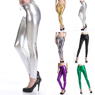 Calça Legging metalizada em material sintético em Oferta na Shopee