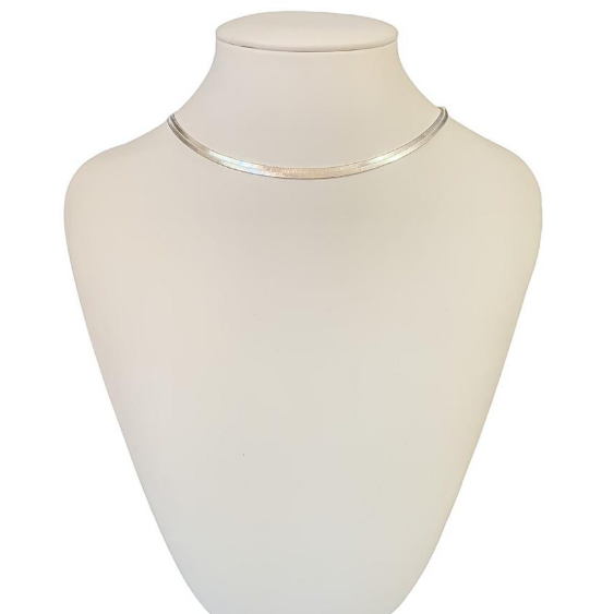 Gargantilha choker fio Laminado Liso Metalizado ajustável prata 925