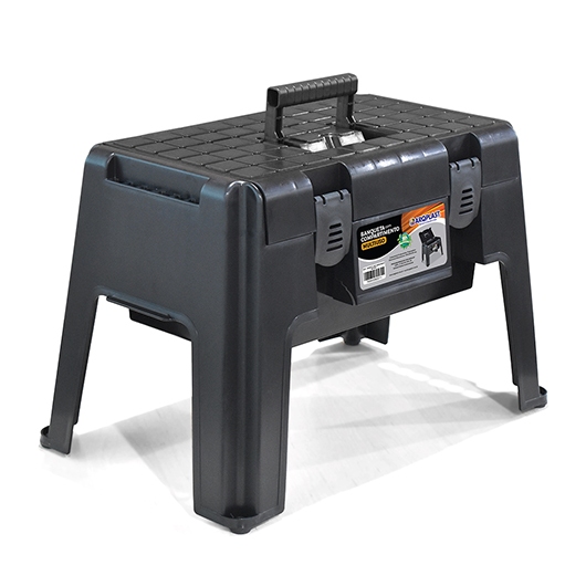 BANQUETA COM COMPARTIMENTO MULTIUSO PRETA em Oferta na Shopee