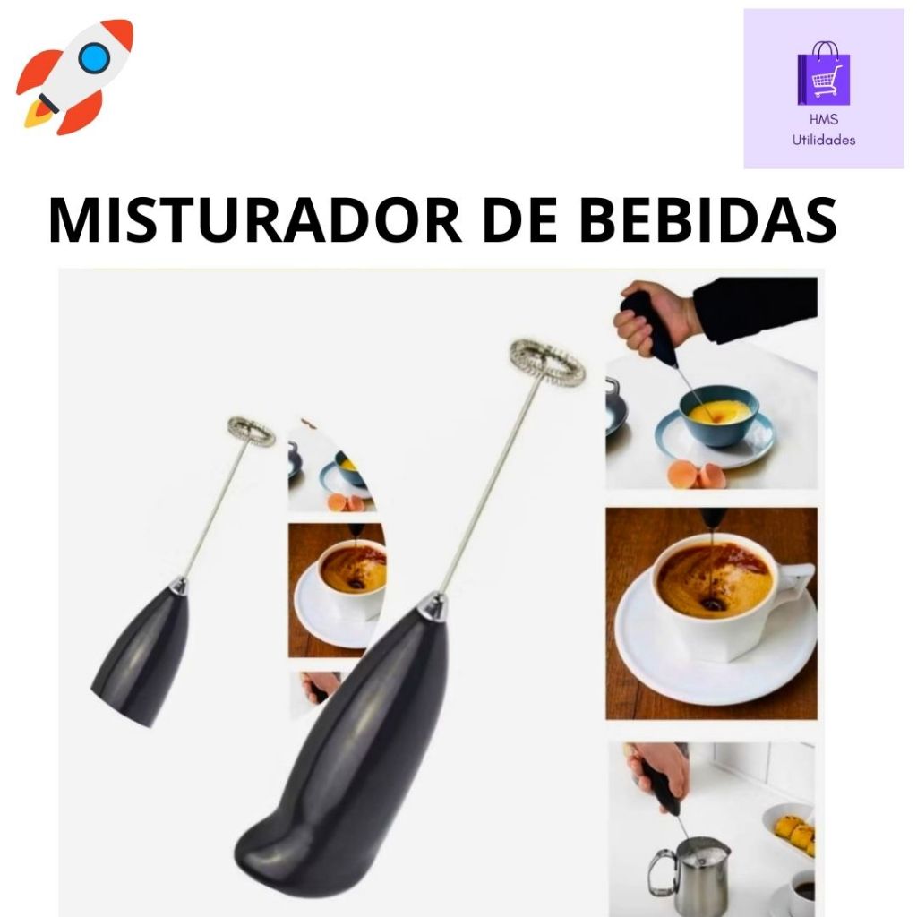 Mini Mixer  Misturador  Batedor Multicolorido Inox Café Chá Bebidas Milk Shake Multiuso Universal