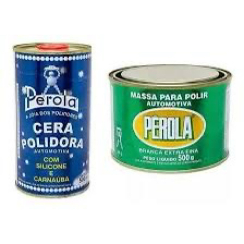 Kit com Cera Polidora Automotiva Pérola 500ML e Massa de Polir Solvente Lata Verde N2 500G