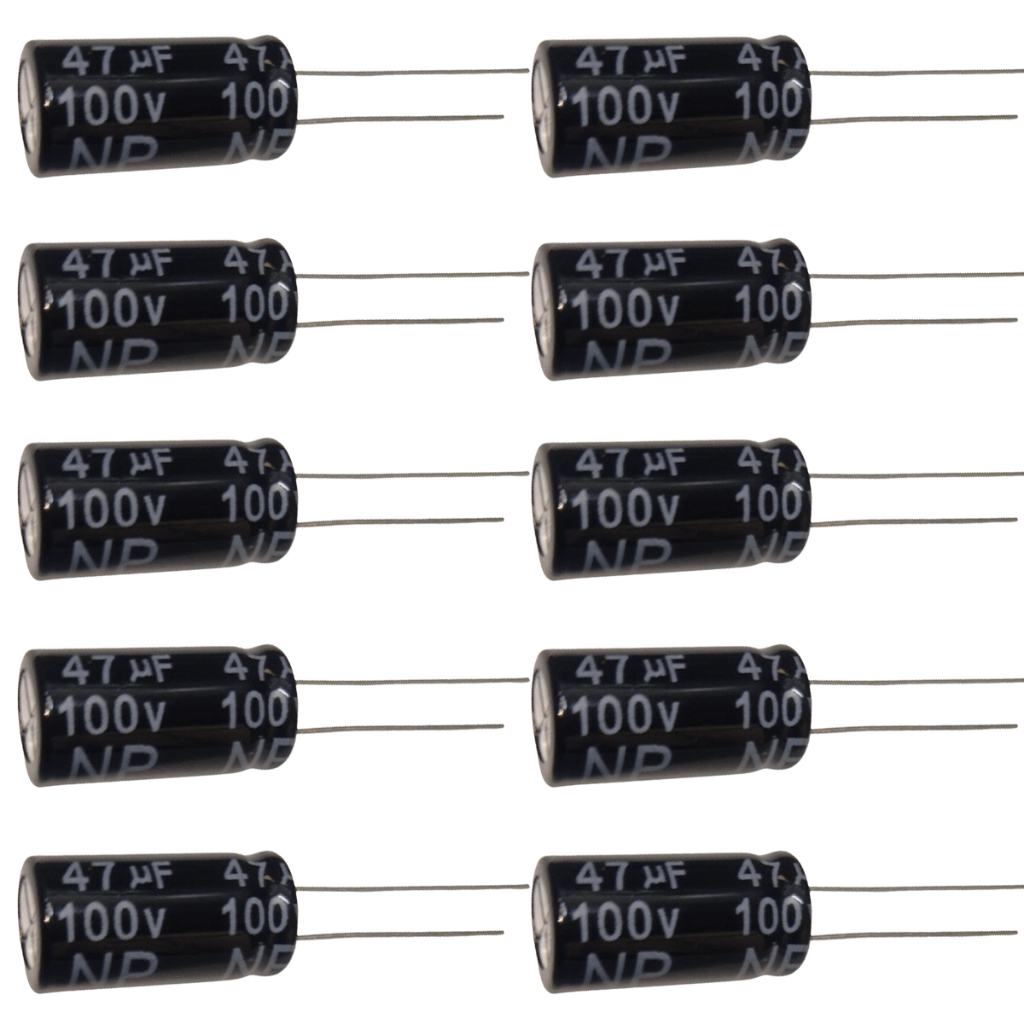 10 Capacitor 47uf X 100V P/ Driver Corneta 47x100V Bipolar + 10 2,2X250V De Super Tweeter 2,2 X 250V