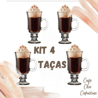 Kit 4 Taças De Vidro Irish Coffe 250ml Para Café e Capuccino Tipo Dolce Gusto em Oferta na Shopee