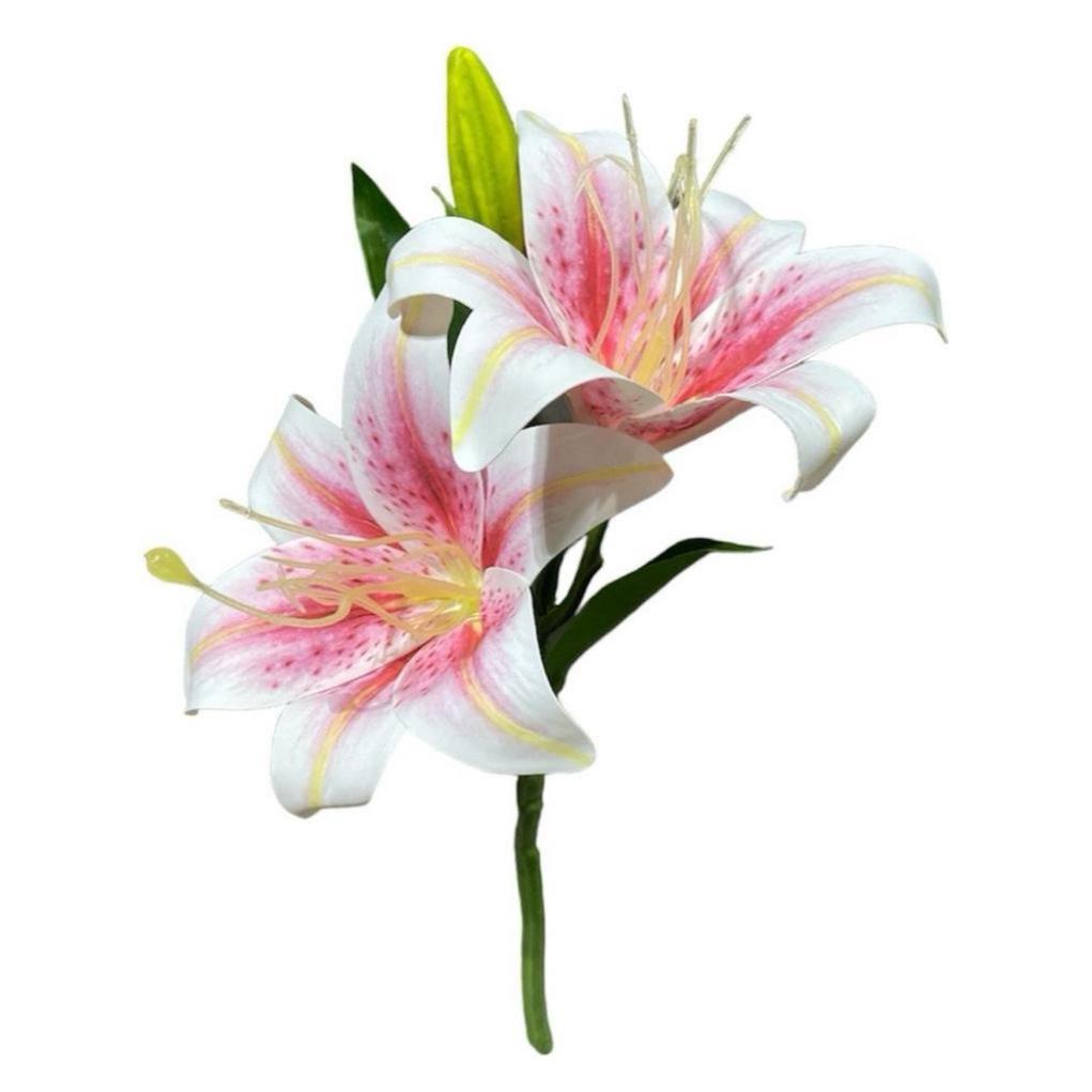2 Haste De Flor De Lírios Silicone Toque Real Decoração 35cm Rosa em Oferta na Shopee