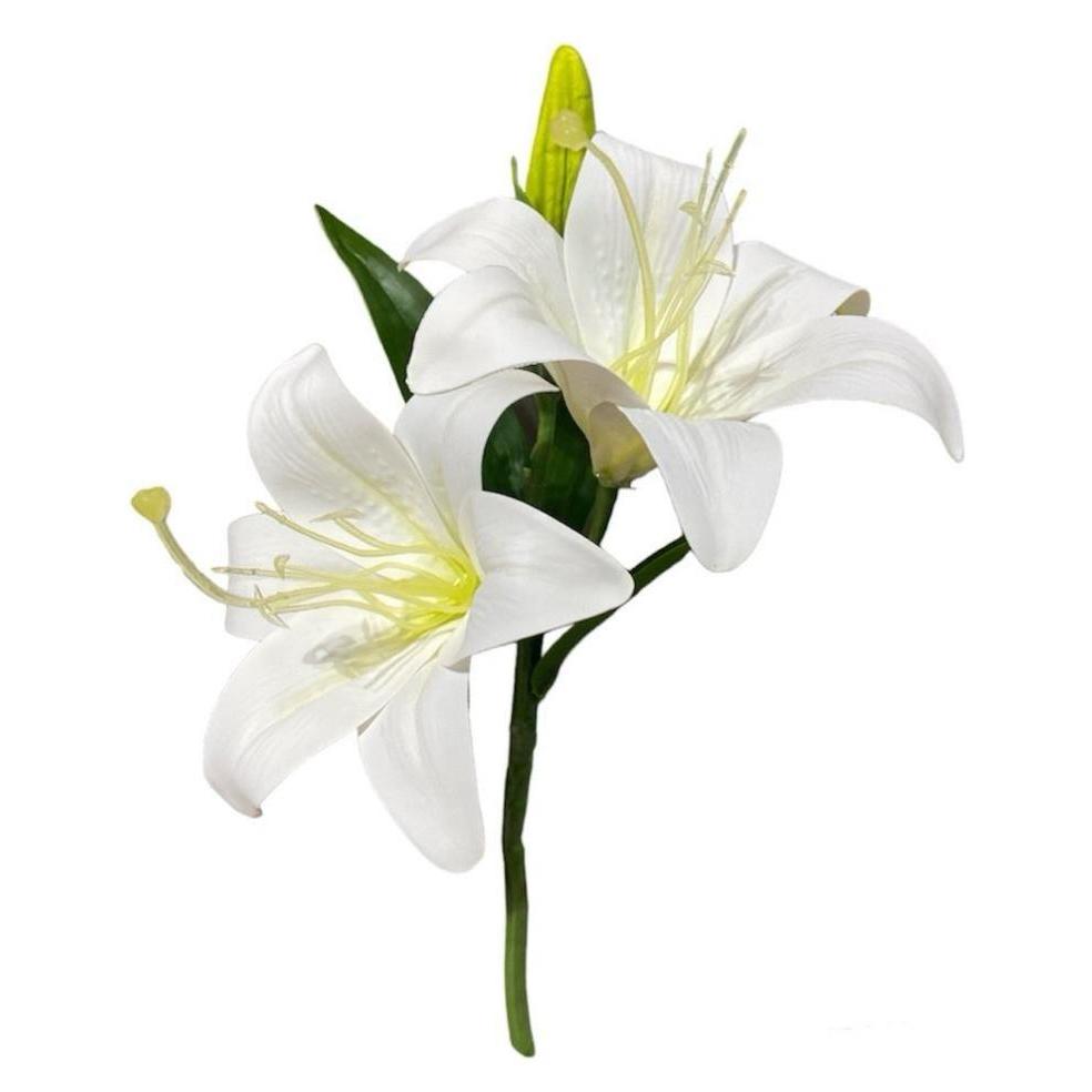 5 Haste De Flor De Lírios Silicone Toque Real Decoração 35cm Branco em Oferta na Shopee