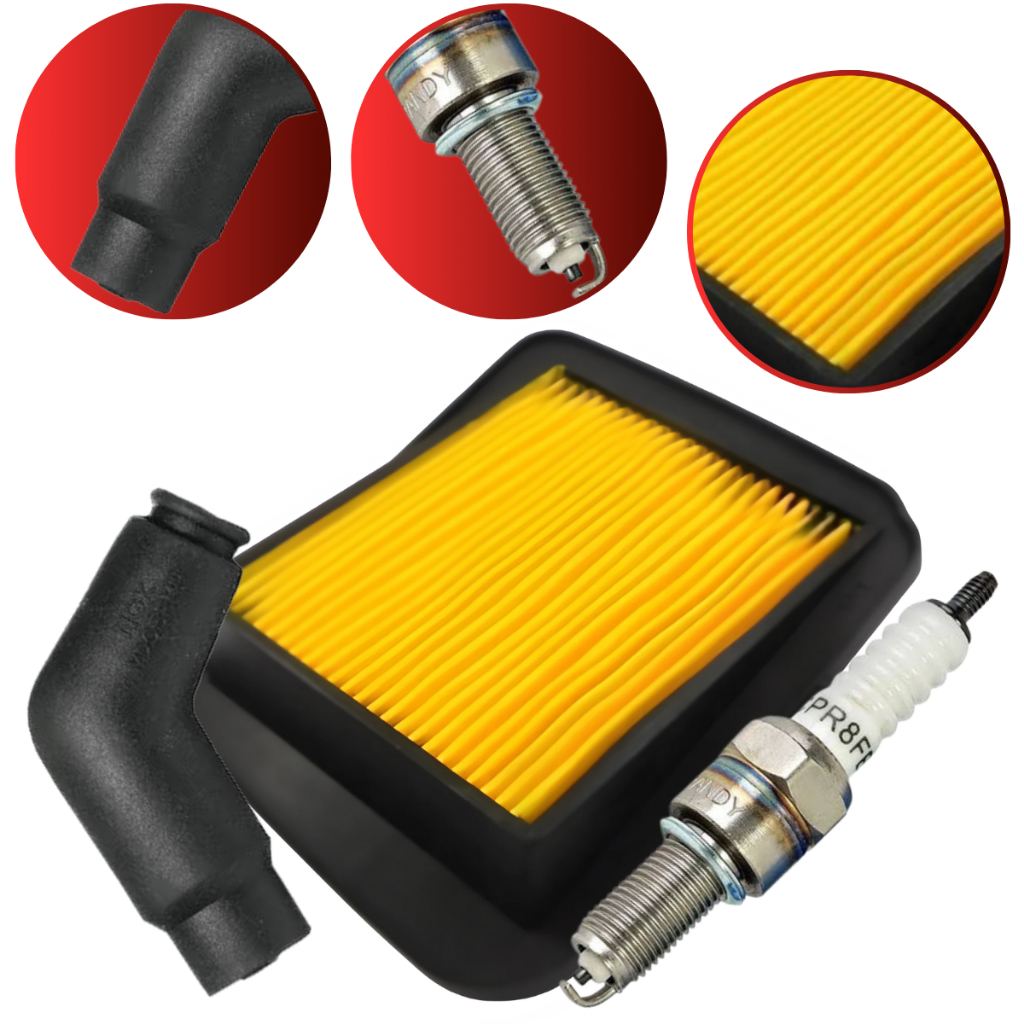 Filtro Ar Elemento Modelo Original Honda +  Vela Ignição Cpr8ea9 + Cachimbo Vela Titan Fan Cg Start 150 160 (2014 a2024)