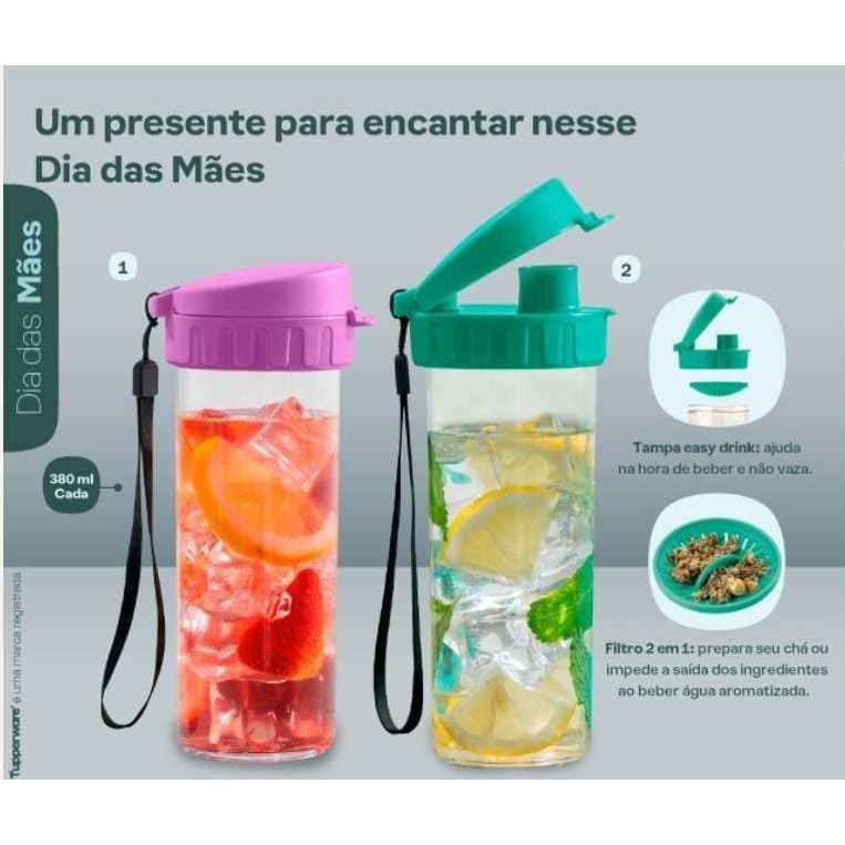 Tupper Drink 380ml Tupperware em Policarbonato com Filtro Original garrafa copo tapuer tapue