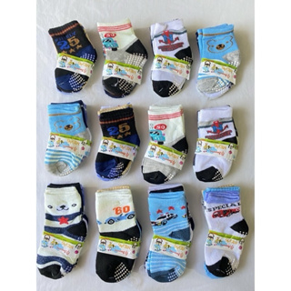 Kit 12 Meia Bebê Antiderrapante Estampadinha Masculina 0 a 6,6 a 12,12 a 24 meses em Oferta na Shopee