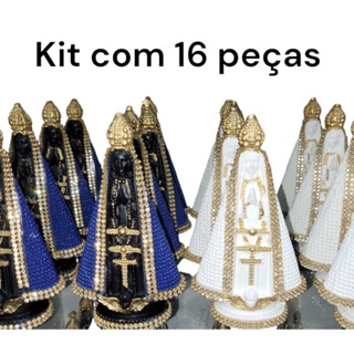 kit 16 imagem nossa senhora Aparecida 15cm azul branco lembracinha batizado casamento em Oferta na Shopee