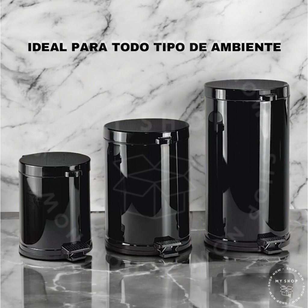Lixeira Cozinha Banheiro Preta 10,5 Litros Escritório Com Tampa Pedal e Cesto Interno Removível