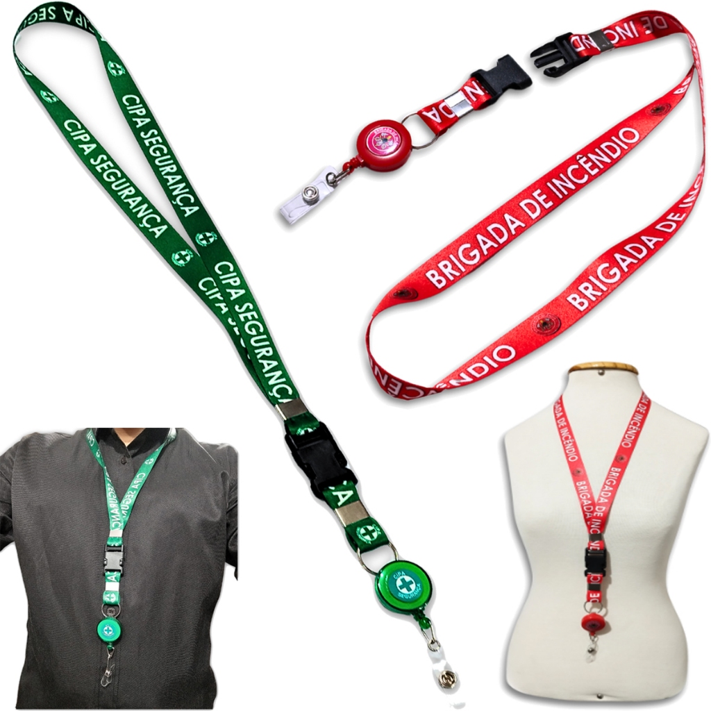 Cordão Brigada de incêndio Cipa Vermelho Roller Porta Crachá em Oferta na Shopee