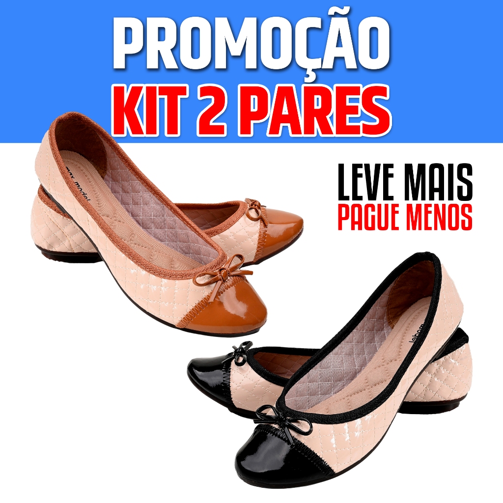 Kit 2 Pares Sapatilha Feminina M90 Duas Cores Mesclada Promoção em Oferta na Shopee