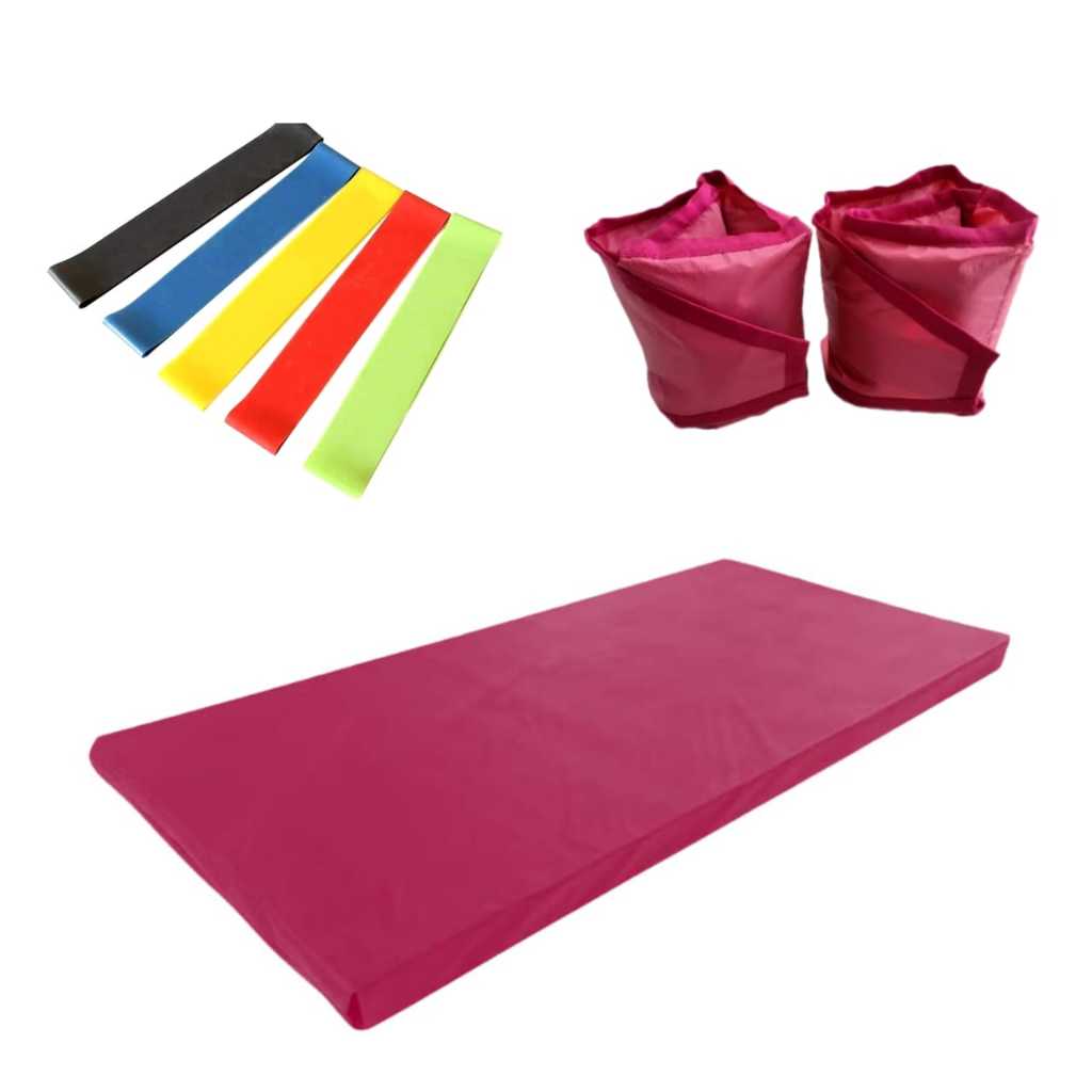 Combo de Tornozeleiras Rosa de 2kg + Colchonete Rosa + Elástico Fitness: Equipamento Completo