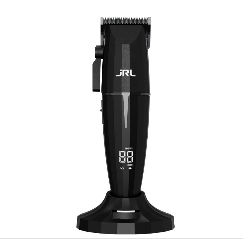 Máquina Cortar Cabelo Jrl Onyx Clipper Preto 2020c - Bivolt 110V/220V, Kit JRL Máquina Base de Carregamento Barbearia Barbeiro