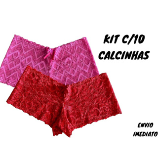 Kit 10 Calcinhas Caleçon Shortinho de Renda Premium Confortável Com Forro Algodão em Oferta na Shopee