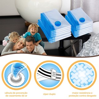 Kit 10 Saco a Vacuo + bomba Sacos Organizadores para Mala Roupas Viagem Cobertores Guarda Vac Bag