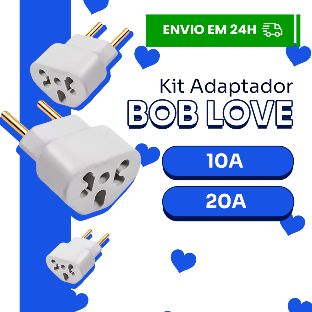 Adaptador Bob LOVE 20A/10A Resistente Alta Potencia SEcador Chapinha Ferro de Passar