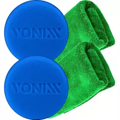 2 Aplicador Espuma Vonixx e 2 Pano Flanela Toalha Microfibra sortido