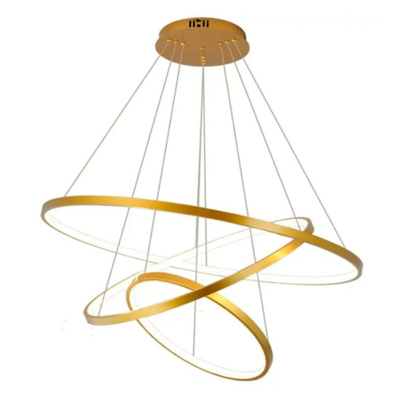 Lustre De Led Pendente Luminária 3 Arcos Anéis Moderno 89w Cores Diversas Brinov