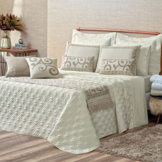 Kit Colcha Cobre Leito Completo Casal King Turin 180 Fios 10 peças Delicado Exclusivo e So...
