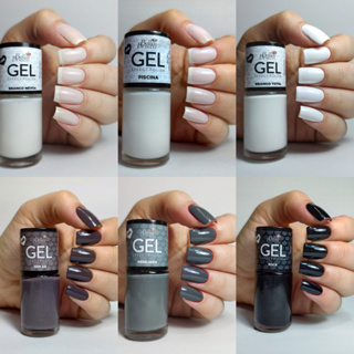 Esmalte Efeito Gel Bella Brazil Tons Branco, Cinza e Preto 9ml Seca Sem Cabine em Oferta na Shopee