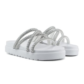 Sandália Feminina Papete Birken Flat Form Leve Com Strass