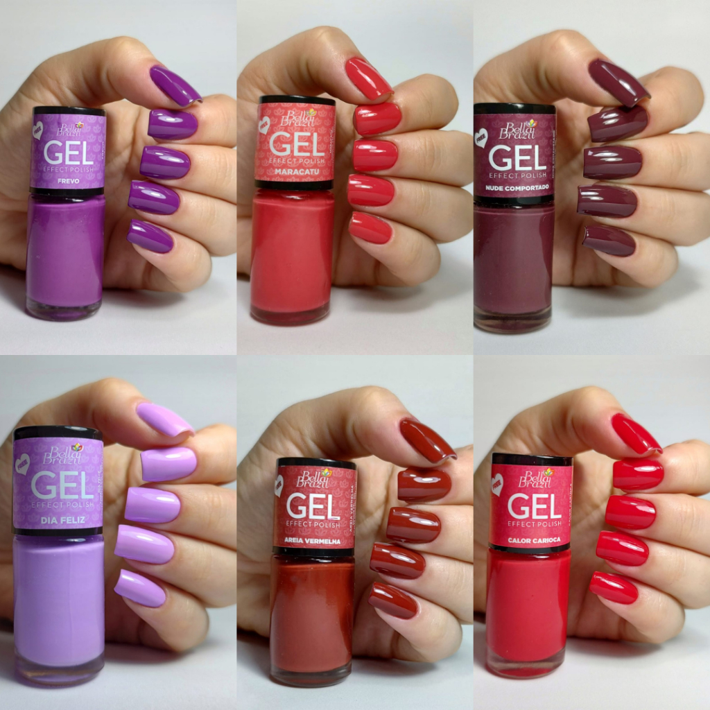 Esmalte Efeito Gel Bella Brazil Tons Lilás, Roxo e Coloridos 9ml Seca Sem Cabine em Oferta na Shopee