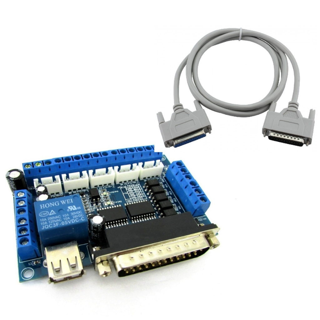 Controladora de CNC Interface Mach 3 Router Até 5 Eixos - 74HC + Cabo Usb