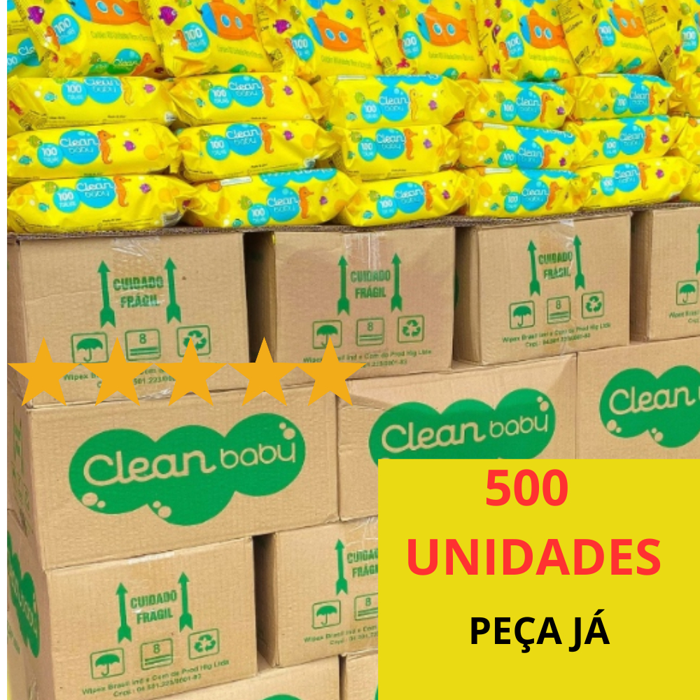 Caixa Kit Com 600 Lenços Marca Clean Baby  Higiene Bebe Promoção