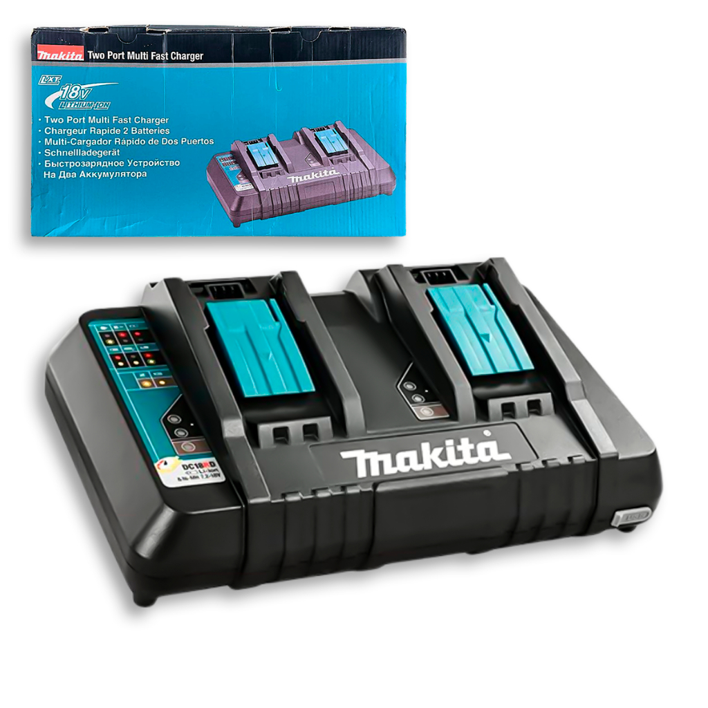 Carregador de Bateria Duplo Makita 18V DC18RD 127V Lítio-Íon Profissional Original