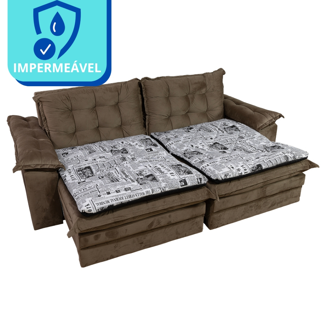 Pillow Top Impermeável Para sofá 2,00 Metros Estampado 100% Algodão