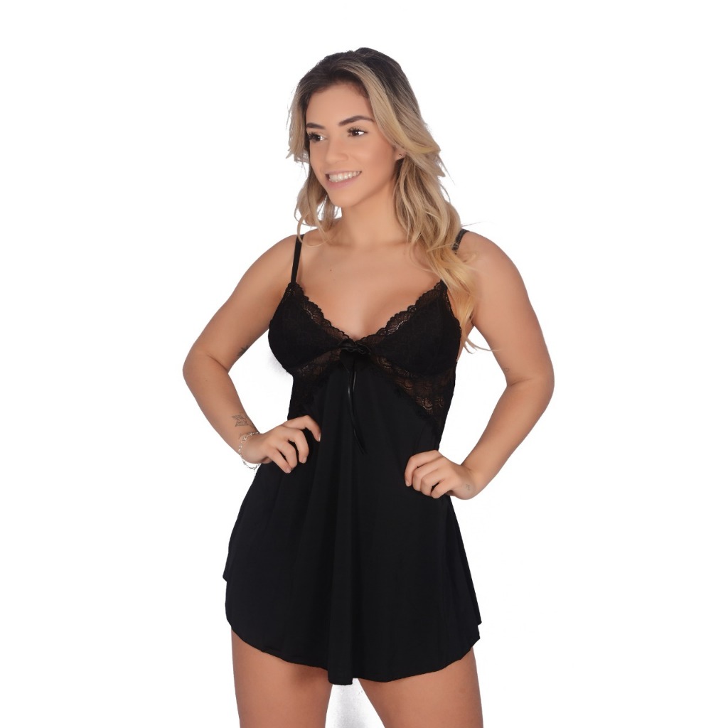 Camisola Charme Sedutor: Conjunto Camisola Sensual Luxo com Calcinha em Renda - 620