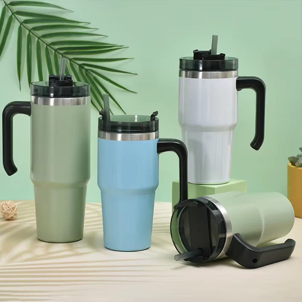 Caneca Copo Térmico 900ml Aço Inox Com Tampa Canudo E Alça Moda Virgínia Tik Tok